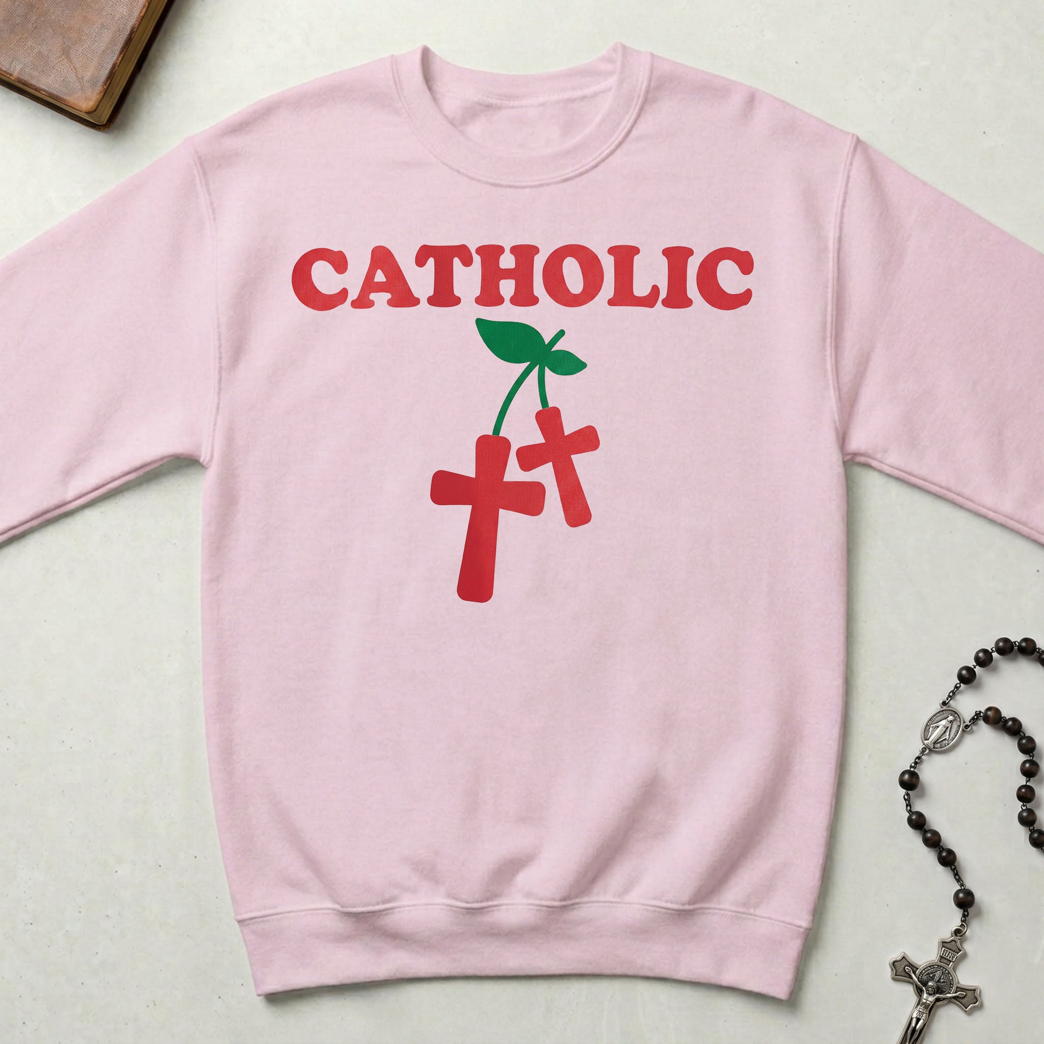 Catholic Cross Cherries Crewneck
