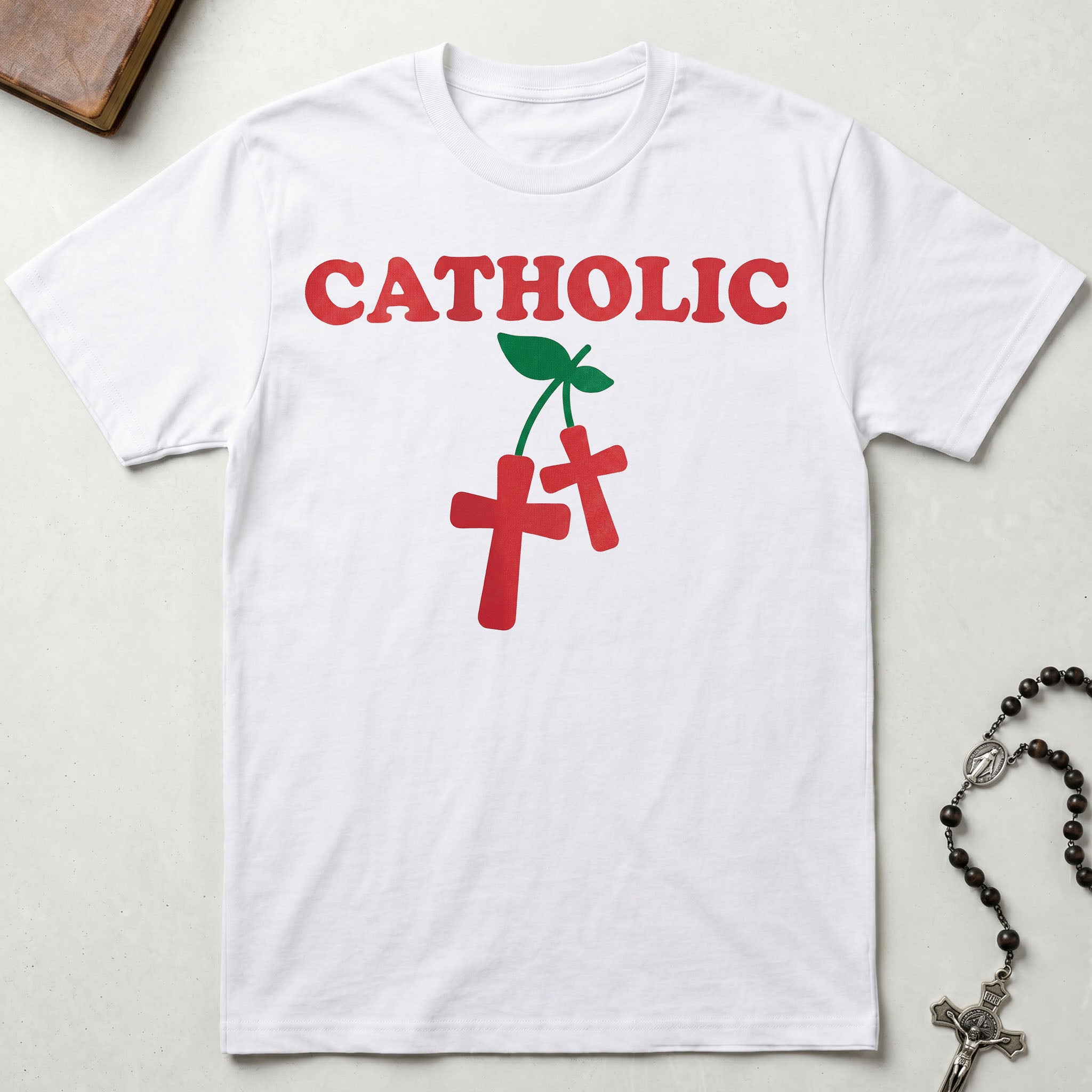 Catholic Cross Cherries T-Shirt