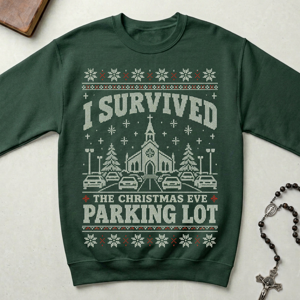 Christmas Eve Parking Lot Ugly Christmas Crewneck