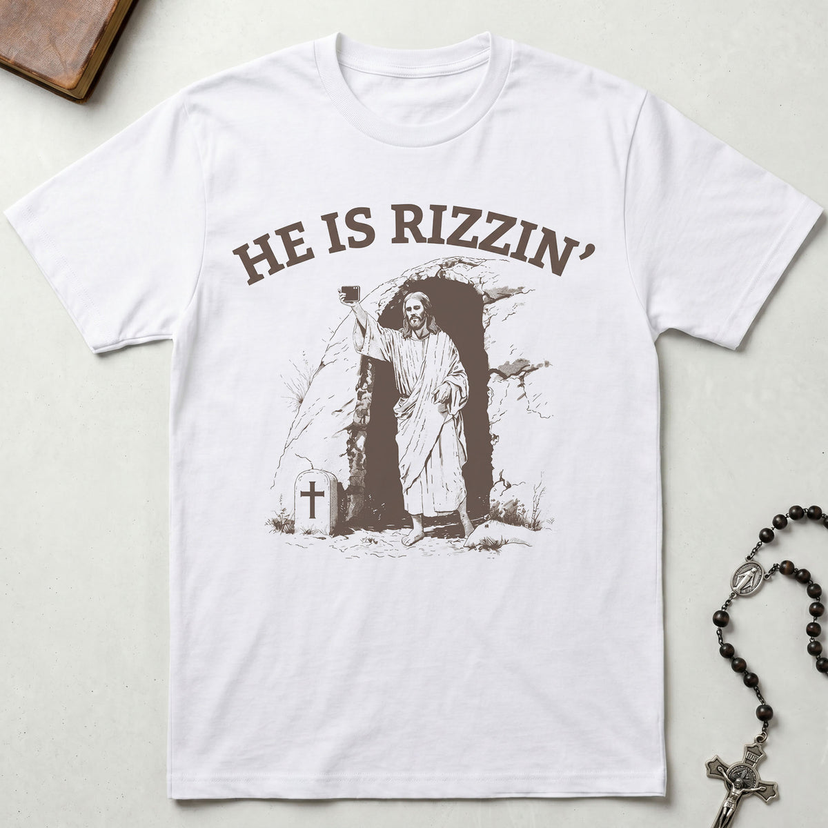He Is Rizzin Jesus Selfie T-Shirt – Certified Catholic