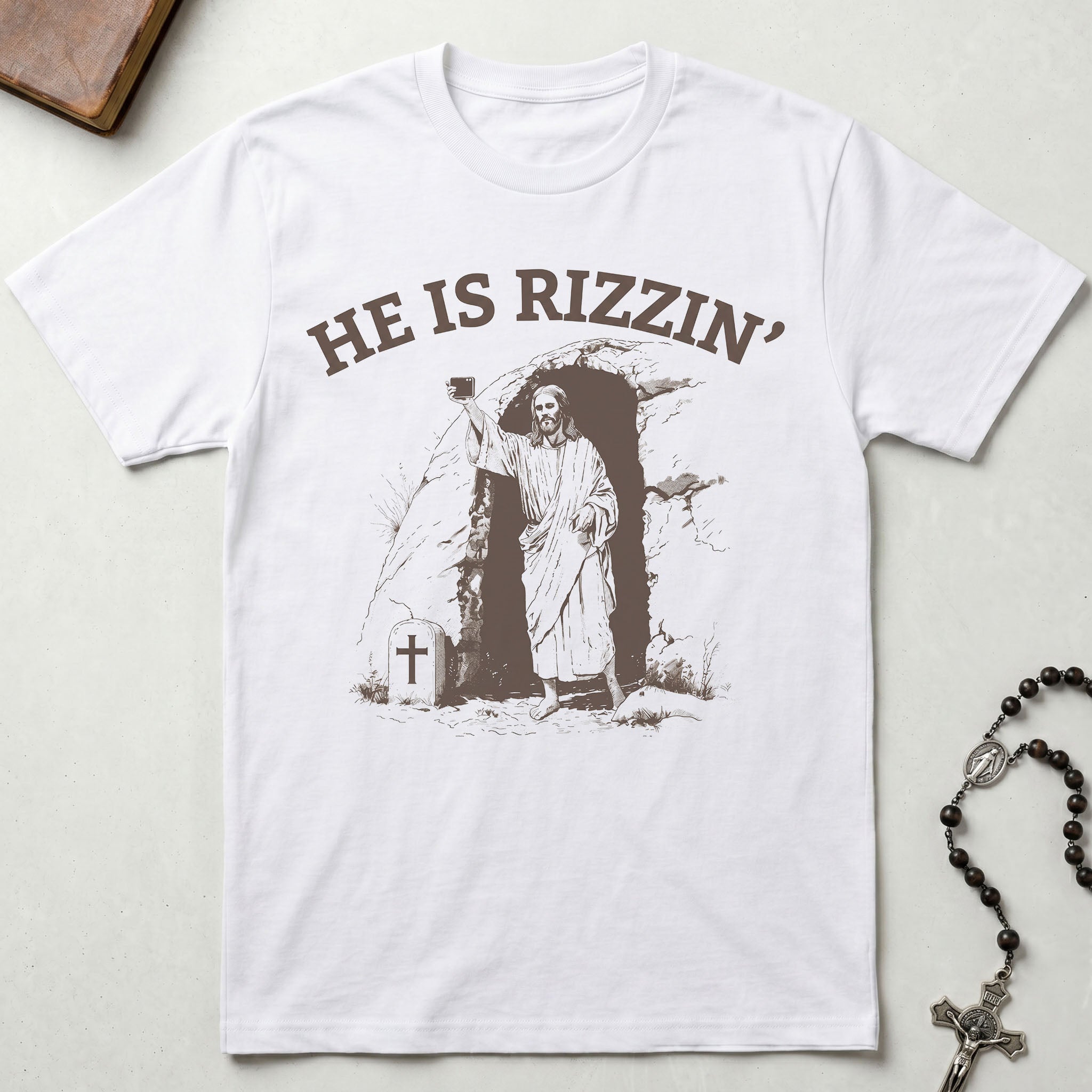 He Is Rizzin Jesus Selfie T-Shirt