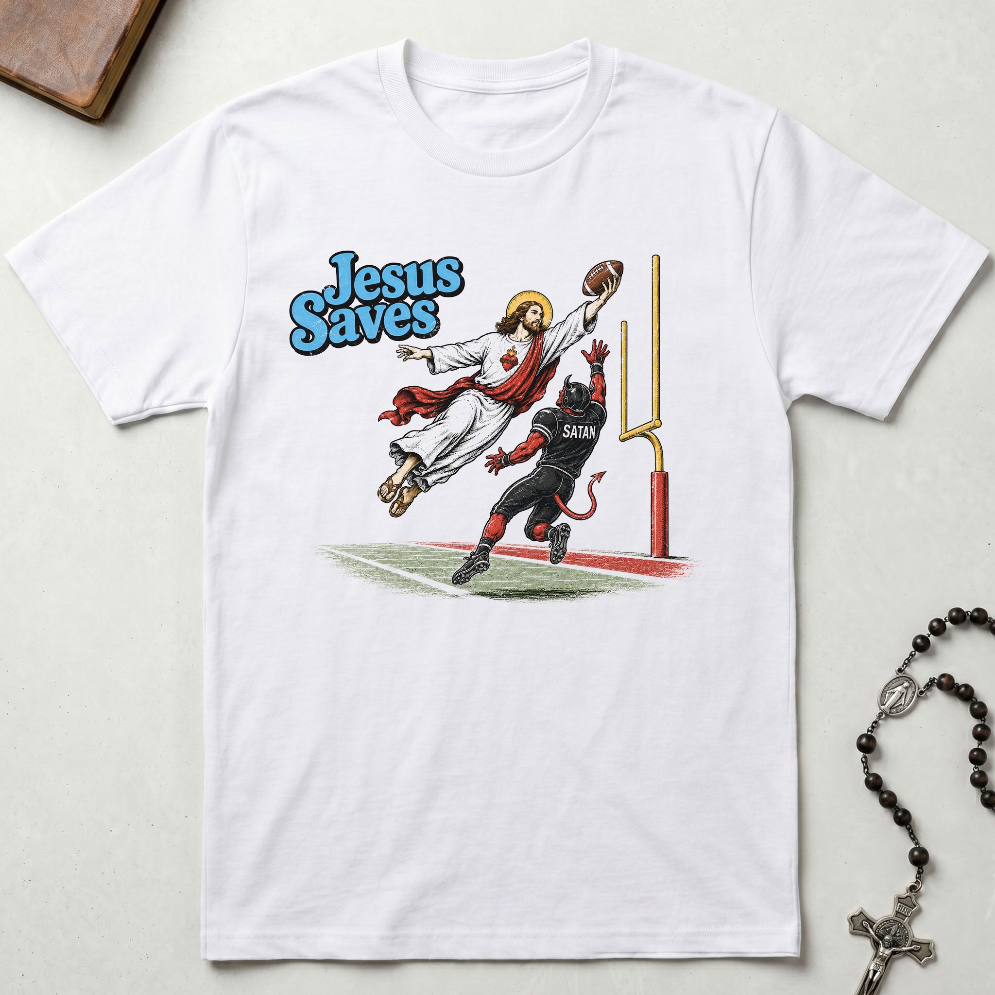 Jesus Saves Football T-Shirt