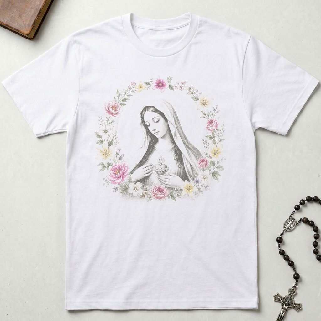 Mother Mary Wreath T-Shirt