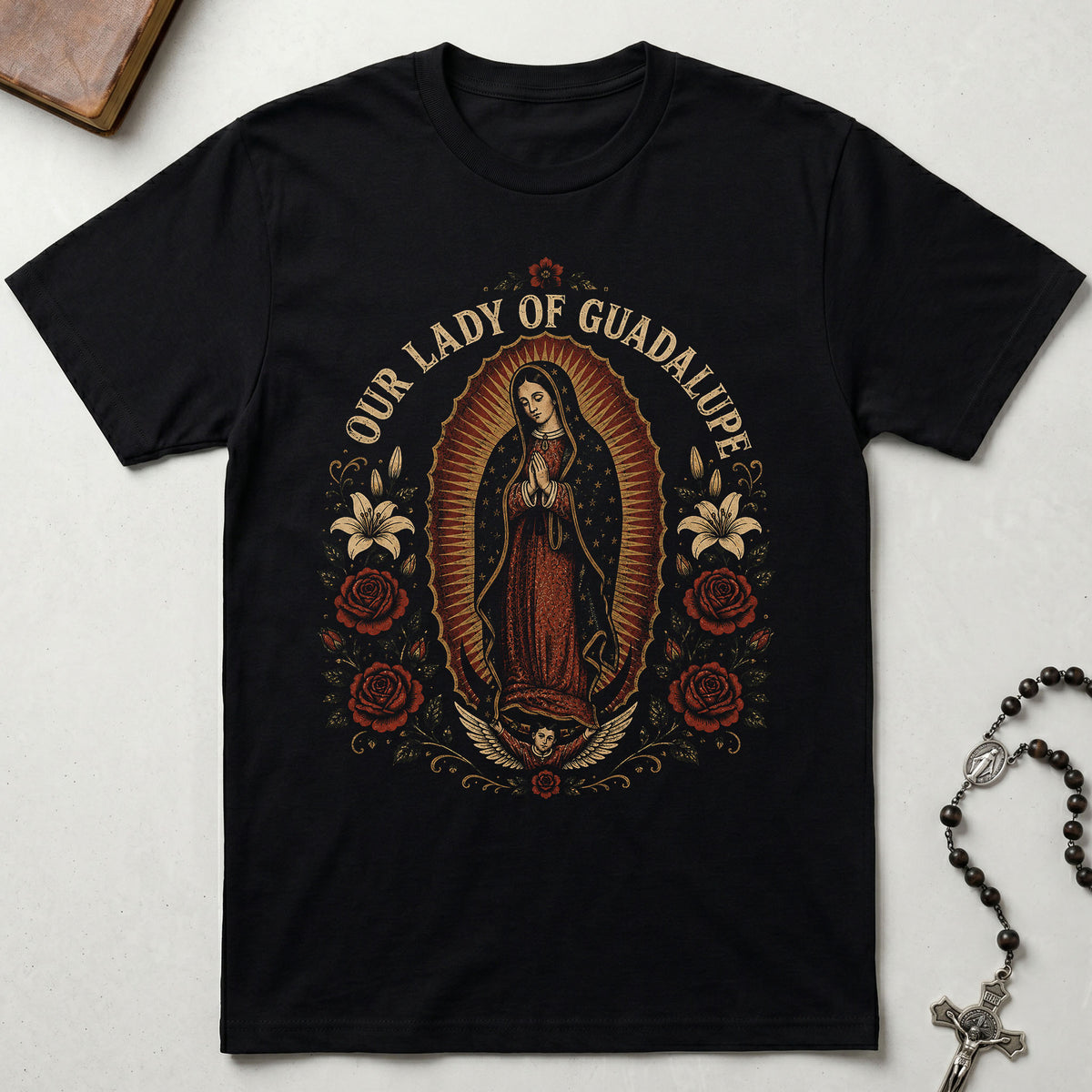 Our Lady of Guadalupe Floral T-Shirt