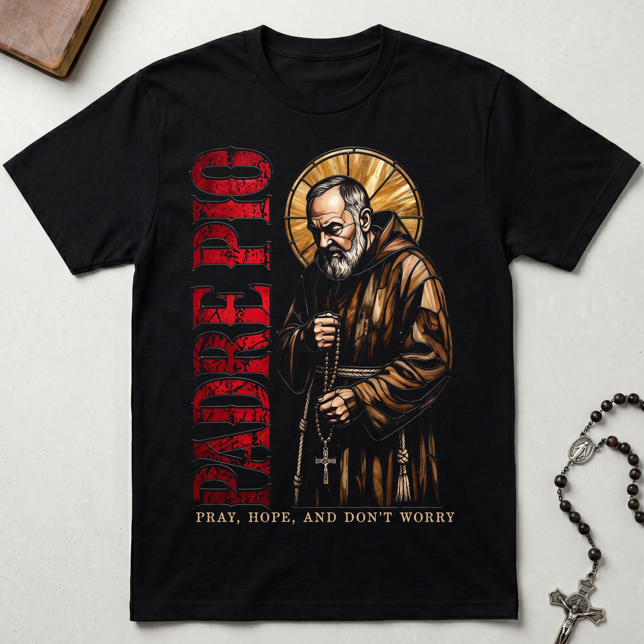 Padre Pio Stained Glass T-Shirt