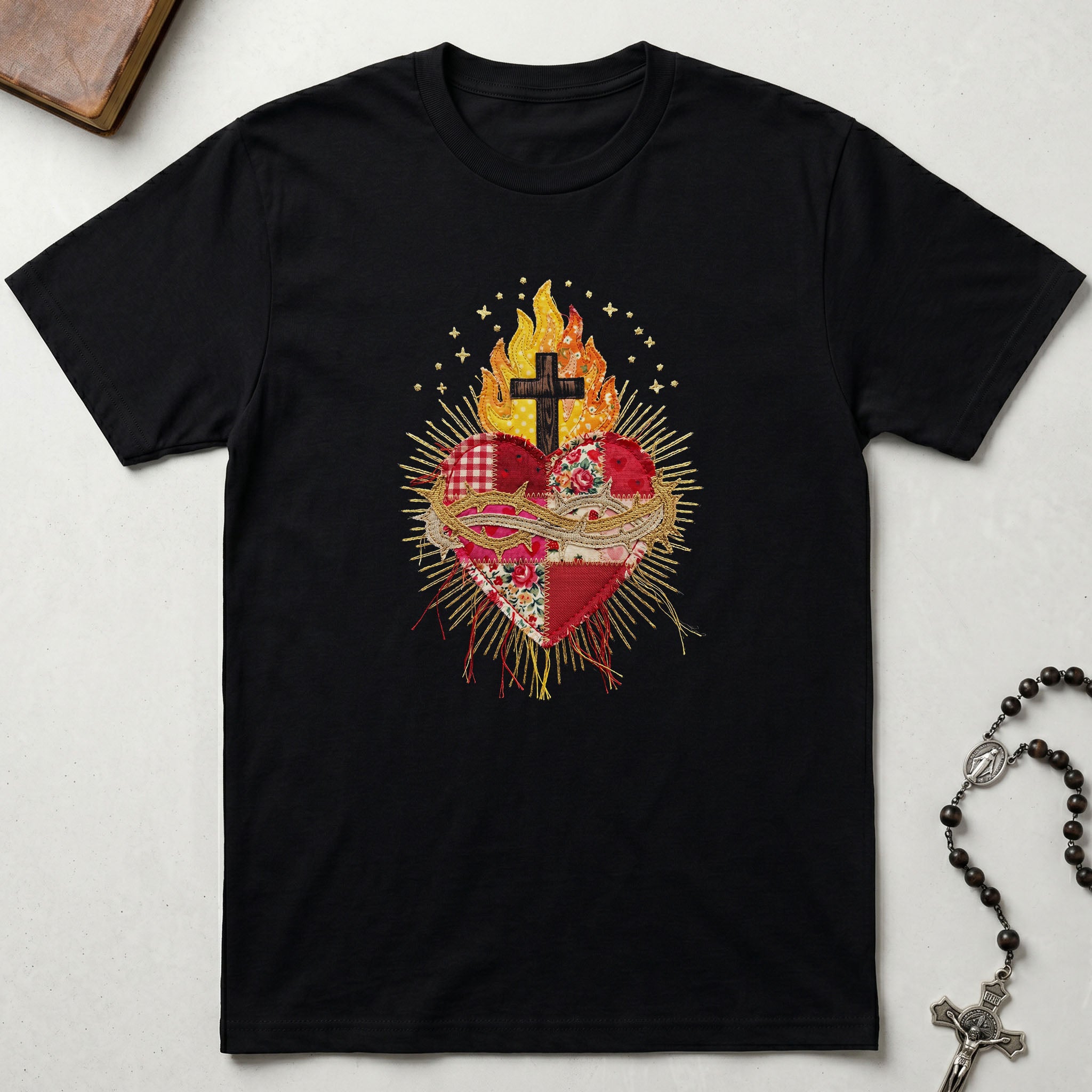 Sacred Heart Faux Patchwork T-Shirt