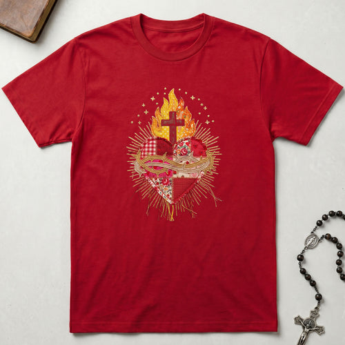 Sacred Heart Faux Patchwork T-Shirt