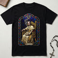 Smoking Saint Pius X Stained Glass T-Shirt